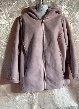 Женская куртка бренда the outerwear, на искусственном меху, пудрового цвета, пог-59, пот-60, длина-73