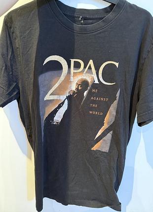 Чорна футболка 2pac "me against the world" | мерч tupac shakur (оригінал)