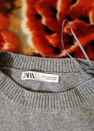 Серый удлиненный свитер zara 2