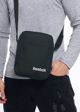 Сумка чорна спорт через плече reebok, барсетка чоловіча рібок