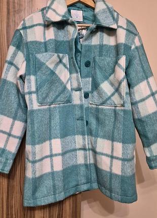 Бирюзово-белая куртка-рубашка primark женская рубашка в клетку женская