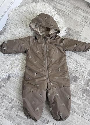 Зимовий комбінезон для дітей h&m коричневий з принтом