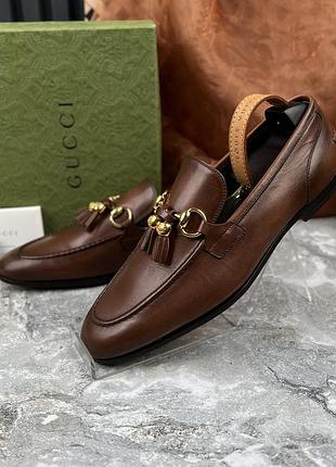 New gucci jordaan horsebit tasselled loafers новые мужские туфли лоферы кожа оригинал 41.5 eur