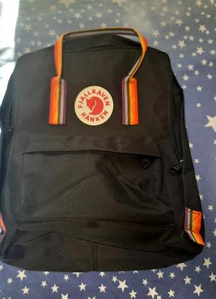 Рюкзак kanken мини черный, радужный kínken mini black rainbow