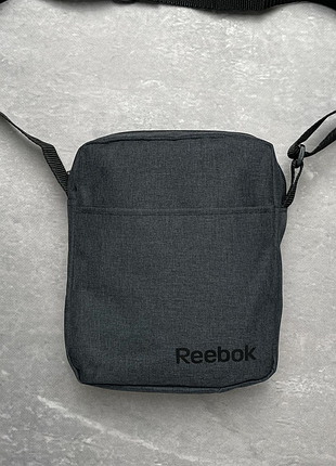 Сумка спорт через плече reebok, барсетка чоловіча сірий меланж