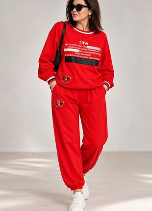 Спортивний костюм raw l-xl, яскраво-червоний, бавовняний трикотаж