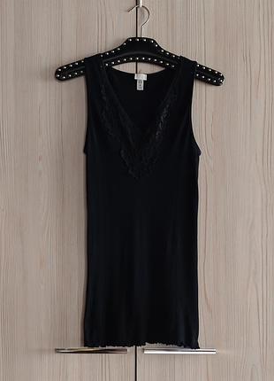 Хлопковая майка в рубчик с кружевом от zimmerli of switzerland