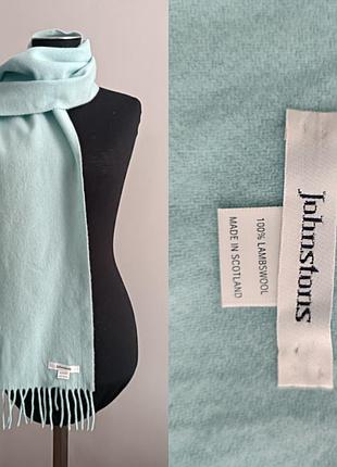 Шарф johnstons of elgin из 100% шерсти ягненка (lambswool), нежно-голубой, шотландия