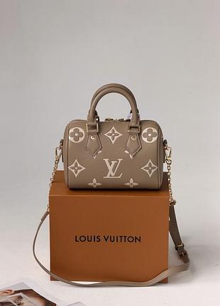 Жіноча сумка louis vuitton nano speedy bandoulière 20 боченя бежевий через плече луї віттон