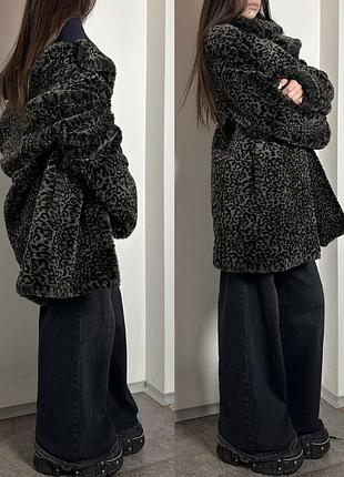 Шикарна вінтажна леопардова шуба сірого кольору демісезон вінтаж river island slavic vibe