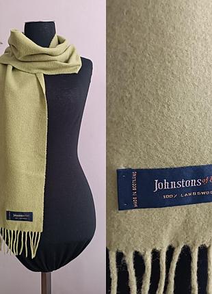 Шарф johnstons of elgin из 100% шерсти ягненка (lambswool), оливковый цвет , шотландия