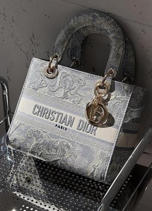 Жіноча сумка christian dior lady d-lite блакитний тигр