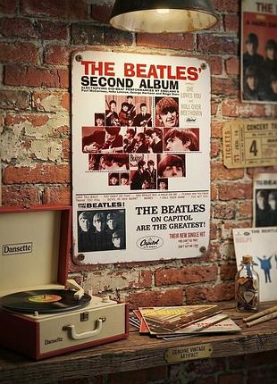 Металева вінтажна табличка the beatles бітлз альбом рок-група 14х20 см