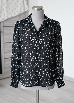 Жіноча блузка topshop чорна в квітку