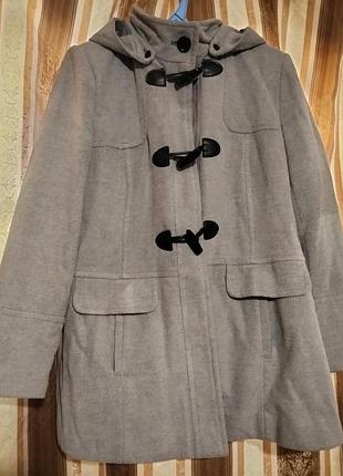 Сіре пальто-дафлкот зі знімним капюшоном the collection petite (розмір 16 / l-xl)