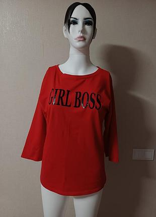 Кофта жіноча червона з написом girl boss