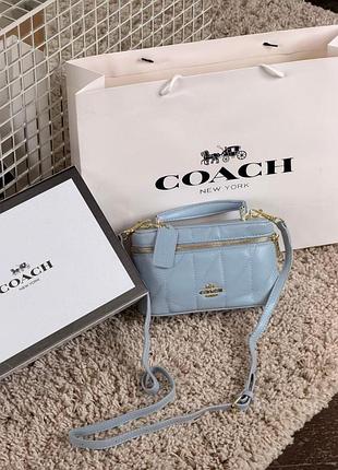 Сумка жіноча coach rainer crossbody bag 18 with quilting блакитна