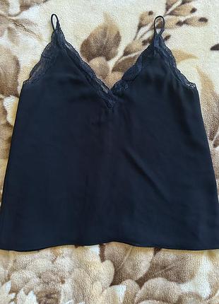 Жіноча блуза zara чорна з мереживом