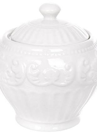 Сахарница фарфоровая 260мл emboss white