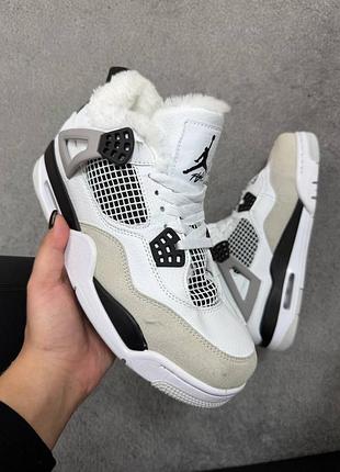 Зимние nike jordan 4 black white - кроссовки с мехом