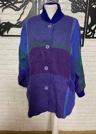 Вінтажний вовняний бомбер оверсайз avoca collection (made in ireland), 100% вовна, розмір m