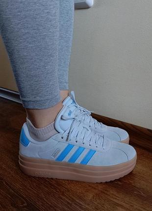 Кроссовки adidas vl court bold ih2310 оригинал новые р. 37 натуральная замша серые на платформе