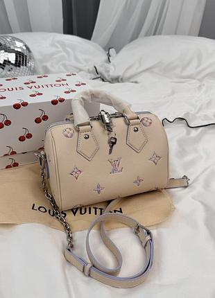 Шкіряна сумка міні бочонок speedy 20 в фірмовому тисненні монограм l