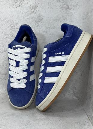 Сині замшеві кросівки adidas campus