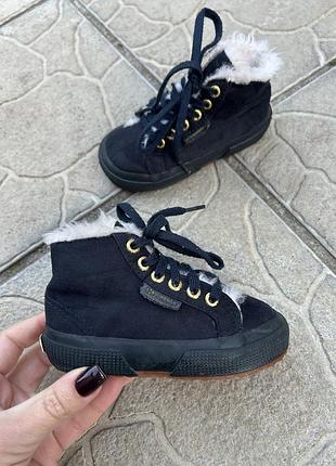 Милые теплые осенние ботинки ботиночки кеды superga 23p