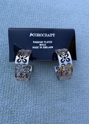 Вінтажні сережки corocraft «ажурні квіти» (1970-ті, англія) — nos