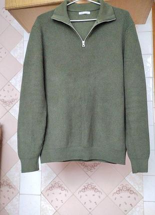 Светр чоловічий zara бавовняний кольору хакі