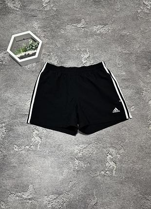 Шорти adidas оригінал чорні чоловічі спортивні шорти адідас літні легкі з лампасами три смужки