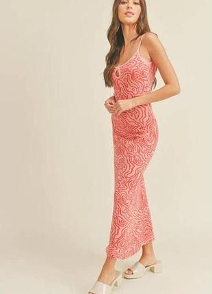 Новое миди платье zara pink and red jacquard midi dress