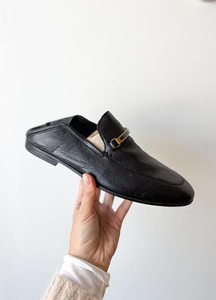 Zara лофери мюлі чорні шкіра