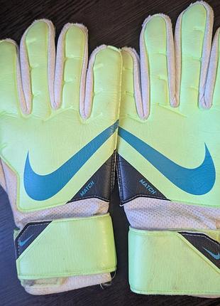 Воротарські рукавиці nike goalkeeper match салатові, розмір 9