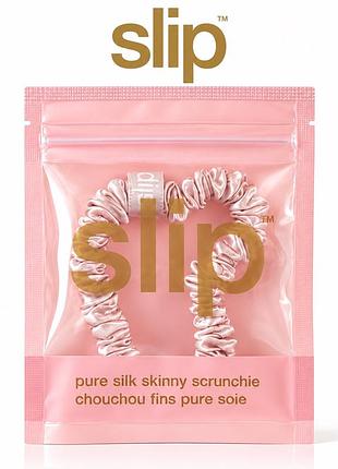 Slip pure silk skinny scrunchie pink шовкова резинка для волосся 100% рожева