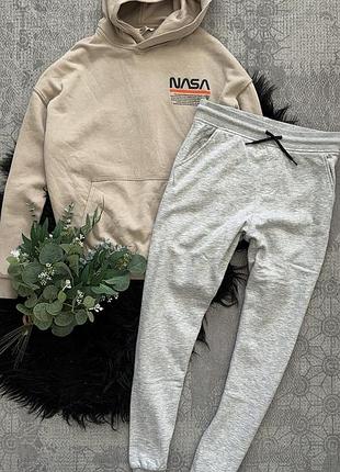 Спортивний костюм для підлітків h&m худі та штани бежевий, сірий на 13-14 років