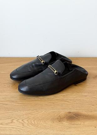 Zara шкіряні лофери мюлі чорні
