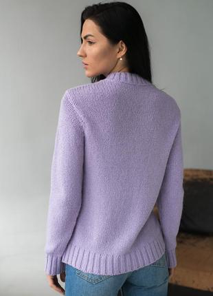 Джемпер с двойным плетением, свитер фиолетовый4 фото