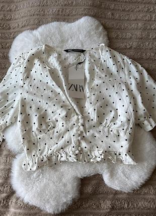 Жіночий топ zara білий у горох