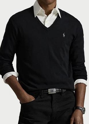 Светр пуловер polo ralph lauren  піма котон бавовна чорний xl