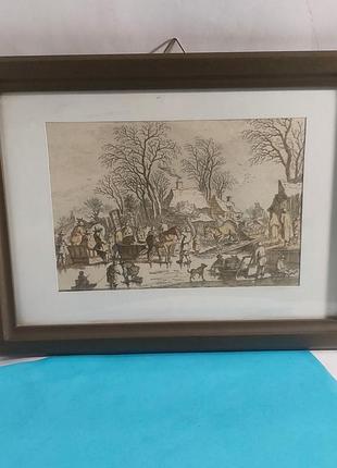 Картина, гравюра,  лейпциге, германия,  жанровая сцена , декабрь