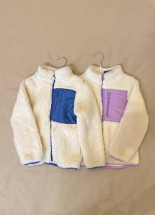 Куртка дитяча флісова teddy синя, рожево-бузкова 110-116 см