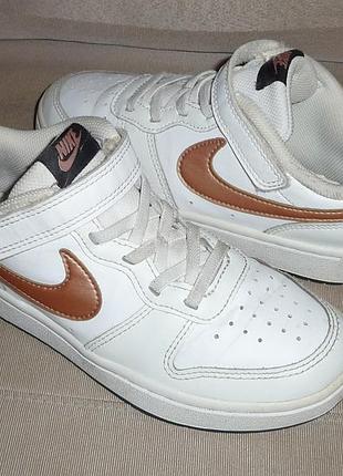 Кеды-кроссовки кожаные детские "nike" р-33.5 на липучке.