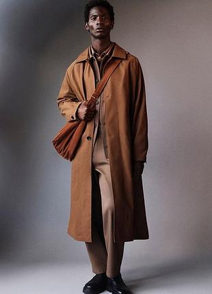 Zara коричневий довгий оверсайз плащ тренч макентош максі вільний демісезон чоловічий повсякденний базовий р. s m l