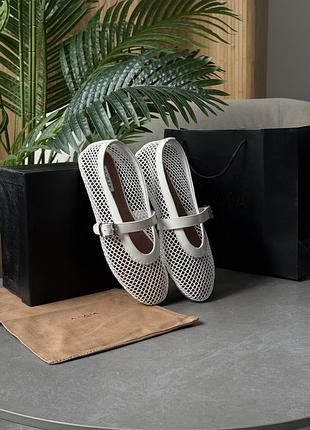 Alaïa ballet flats in fishnet optical white