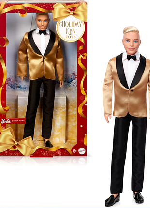 Коллекционный кен - barbie signature 2025 holiday blonde ken collectible fashion doll, оригинал