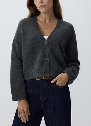Вкорочений кардиган zara графітового кольору