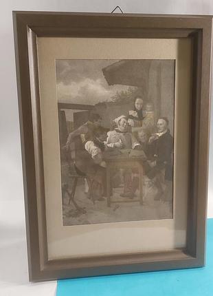 Картина, литография, гравюра,  за карточной игрой