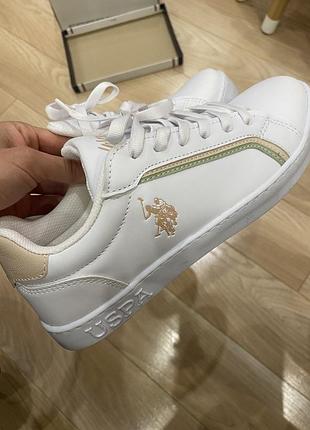 Женские белые кожаные кроссовки u.s. polo assn. (модель fleya), размер 38 (оригинал)